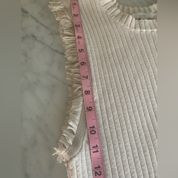 Joie cream knit ribbed maxi dress with side slits and frayed sleeve edge size XL - Picture 10 of 11